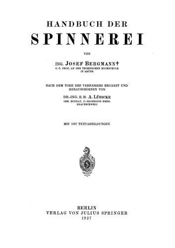 Cover for Handbuch der Spinnerei
