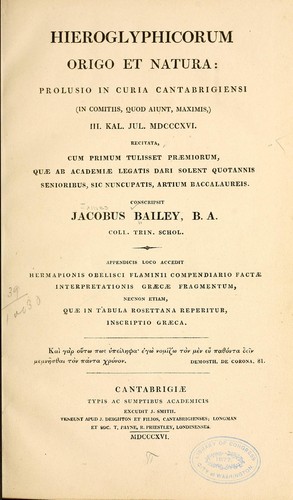 Cover for Hieroglyphicorum origo et natura ...