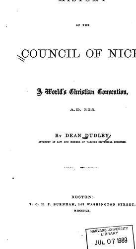 Cover for History of the Council of Nice: A World's Christian Convention, A.D. 325