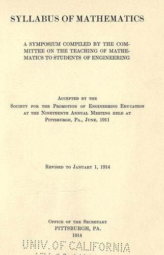 Cover for Syllabus of mathematics