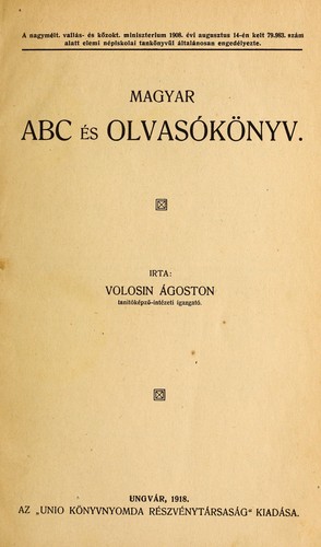 Cover for Magyar ABC és olvasókönyv