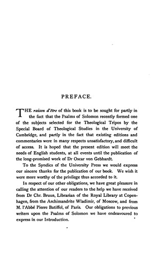 Cover for Psalms of the Pharisees: Commonly Called the Psalms of Solomon : the Text Newly Revised from All ...