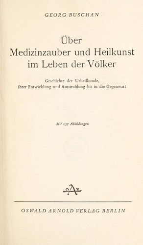 Cover for Über Medizinzauber und Heilkunst im Leben der Völker