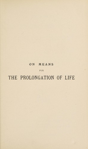 Cover for On means for the prolongation of life