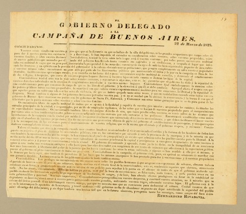 Cover for El gobierno delegado a la campaña de Buenos Aires. 22 de Marzo de 1823