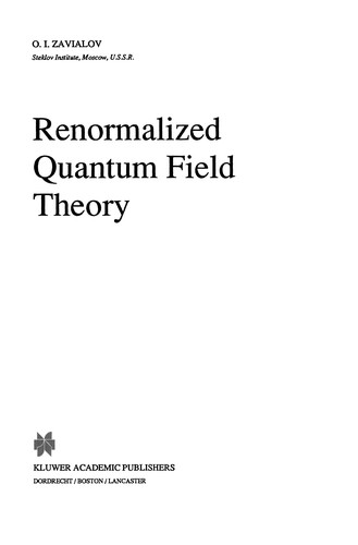 Cover for Renormalized Quantum Field Theory