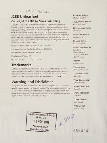 Cover for J2EE unleashed