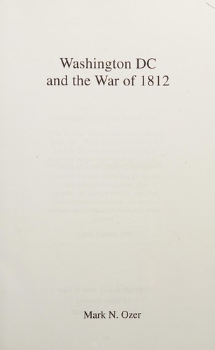 Cover for Washington DC and the War of 1812