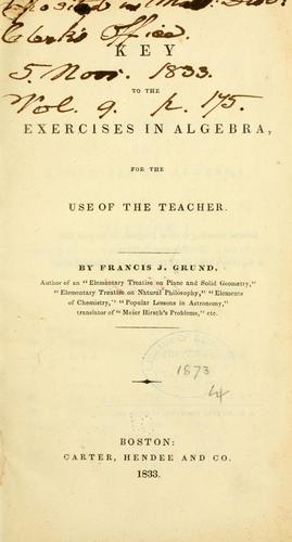 Cover for Key to the Exercises in algebra
