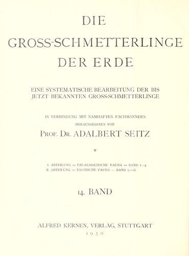 Cover for Die Grossschmetterlinge des Afrikanischen Faunengebietes