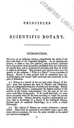 Cover for Principles of Scientific Botany; Or, Botany as an Inductive Science.