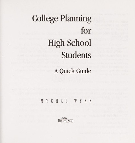 Cover for College Planning for High School Students