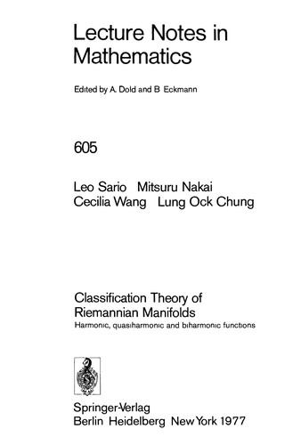 Cover for Classification theory of Riemannian manifolds