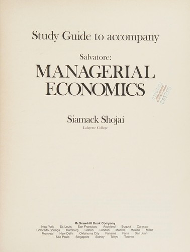 Cover for Study Guide to Accompany Salvatore