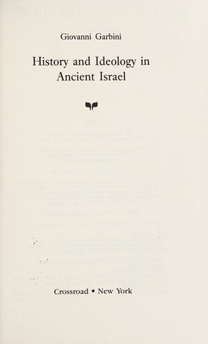 Cover for History and ideology in ancient Israel
