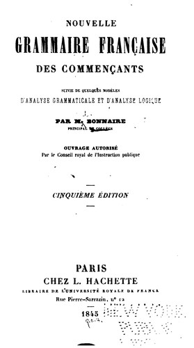 Cover for Nouvelle grammaire française des commençants ...