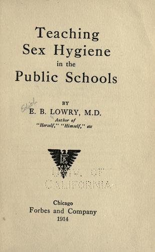 Cover for Teaching sex hygiene in the public schools