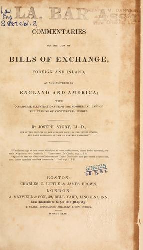 Cover for Commentaries on the law of bills of exchange