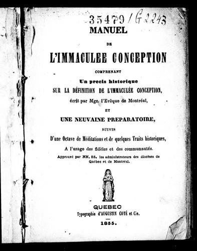 Cover for Manuel de l'Immaculée Conception
