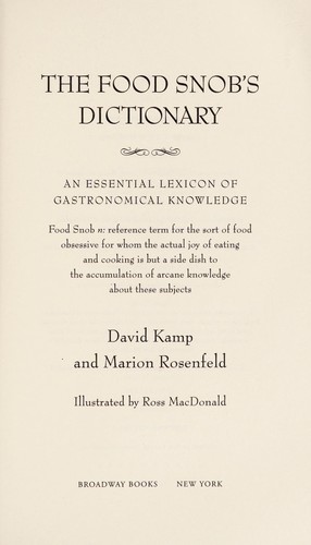 Cover for The food snob's dictionary