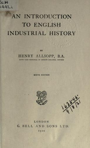 Cover for An introduction to English industrial history.