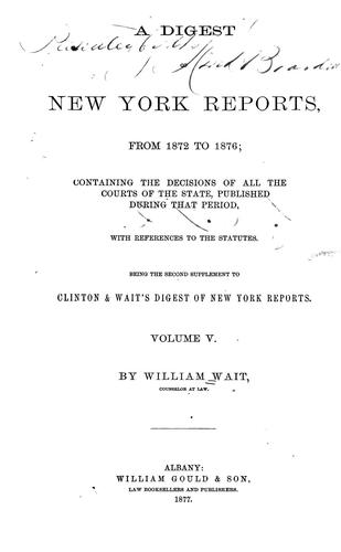 Cover for A digest of New York reports