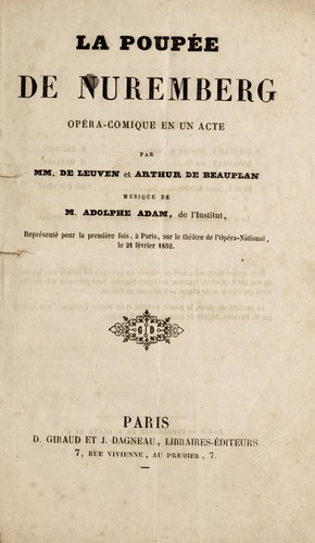 Cover for La poupée de Nuremberg