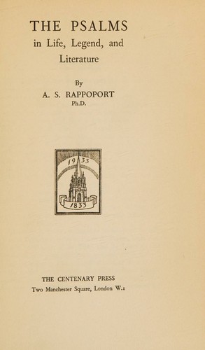 Cover for The Psalms in life, legend, and literature.