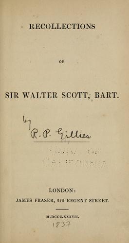 Cover for Recollections of Sir Walter Scott, bart