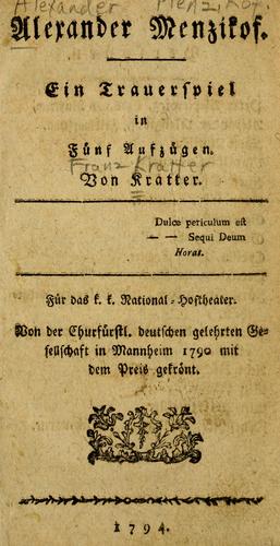 Cover for Alexander Menzikoff