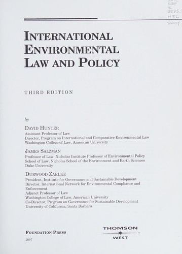 Cover for International environmental law and policy