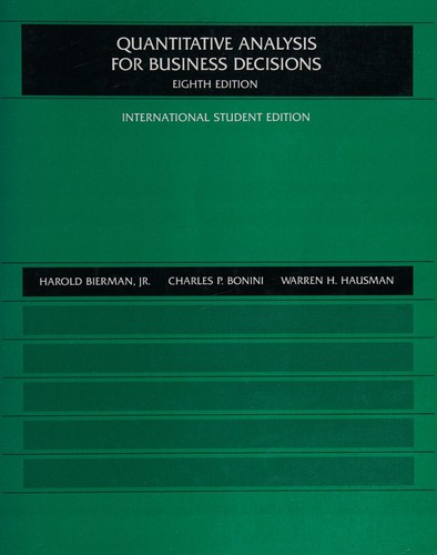 Cover for Quant Anal Bus Dec Ise (International Ed)