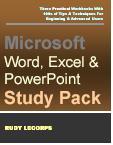 Cover for Microsoft Word, Excel & PowerPoint Study Pack
