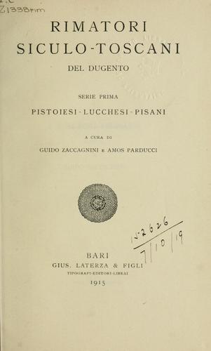Cover for Rimatori Siculo-Toscani del Dugento
