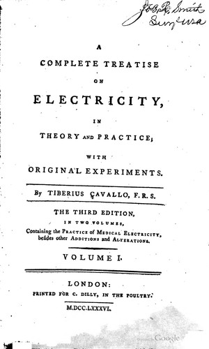 Cover for A complete treatise on electricity