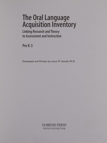 Cover for The Oral Language Acquisition Inventory (Olai)