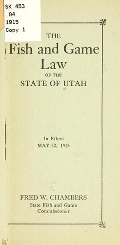 Cover for fish and game law of the state of Utah.