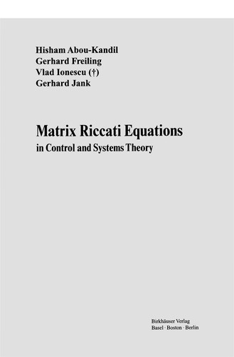 Cover for Matrix Riccati Equations in Control and Systems Theory