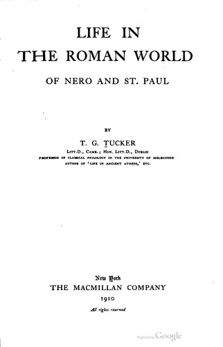 Cover for Life in the Roman world of Nero and St. Paul.