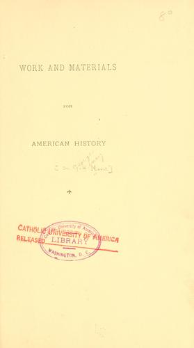 Cover for Work and materials for American history.