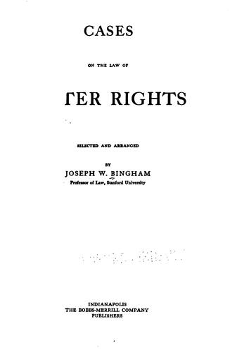Cover for Cases on the Law of Water Rights
