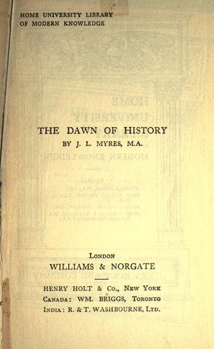 Cover for The dawn of history.