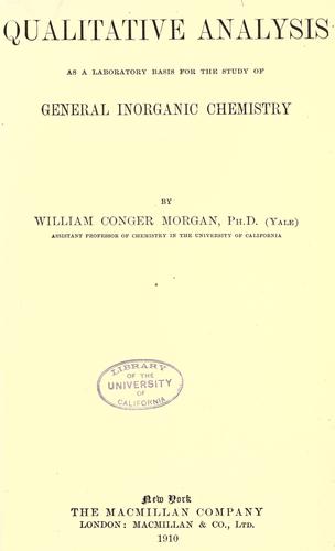 Cover for Qualitative analysis as a laboratory basis for the study of general inorganic chemistry