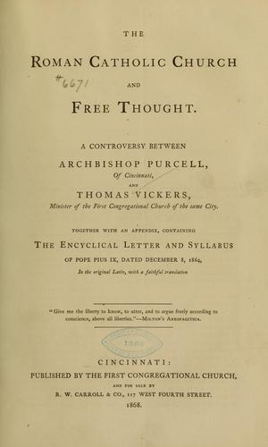 Cover for The Roman Catholic church and free thought