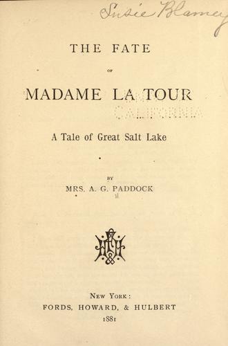 Cover for The fate of Madame La Tour
