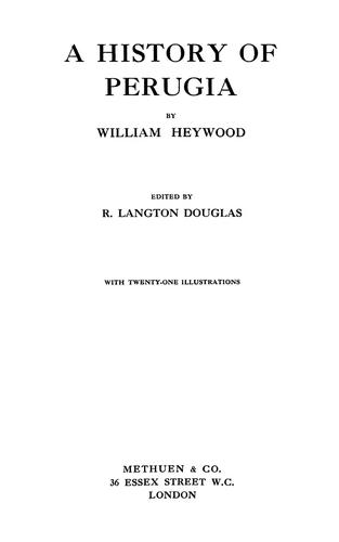 Cover for A history of Perugia.