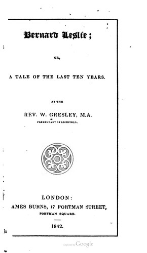 Cover for Bernard Leslie
