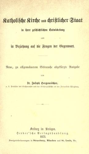Cover for Katholische Kirche und christlicher Staat