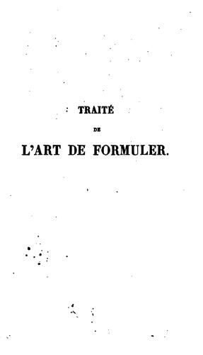 Cover for Traite de l'art de formuler