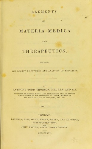 Cover for Elements of materia medica and therapeutics